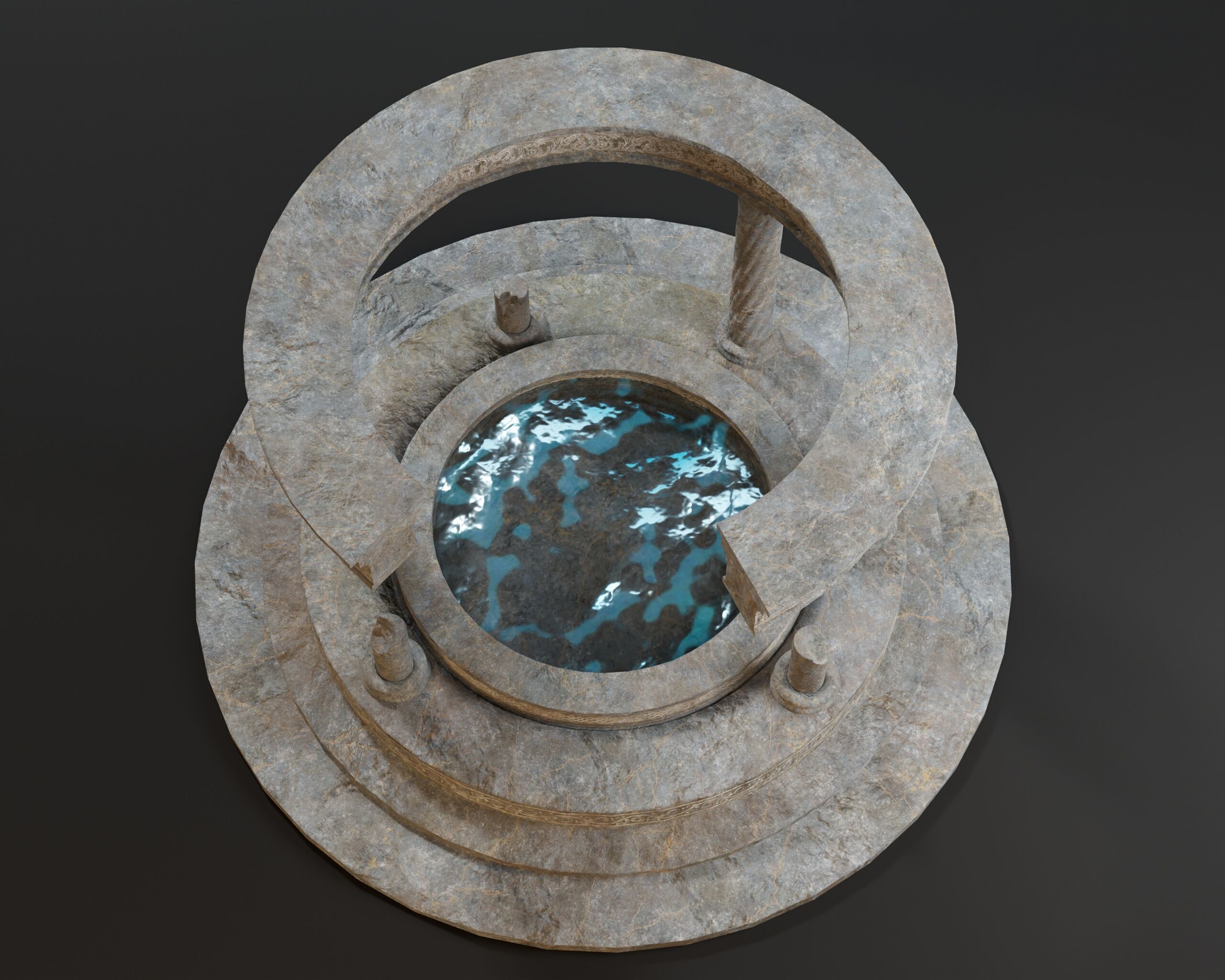 Ruined Pavilion Sanctuary Low-poly 3D model_6