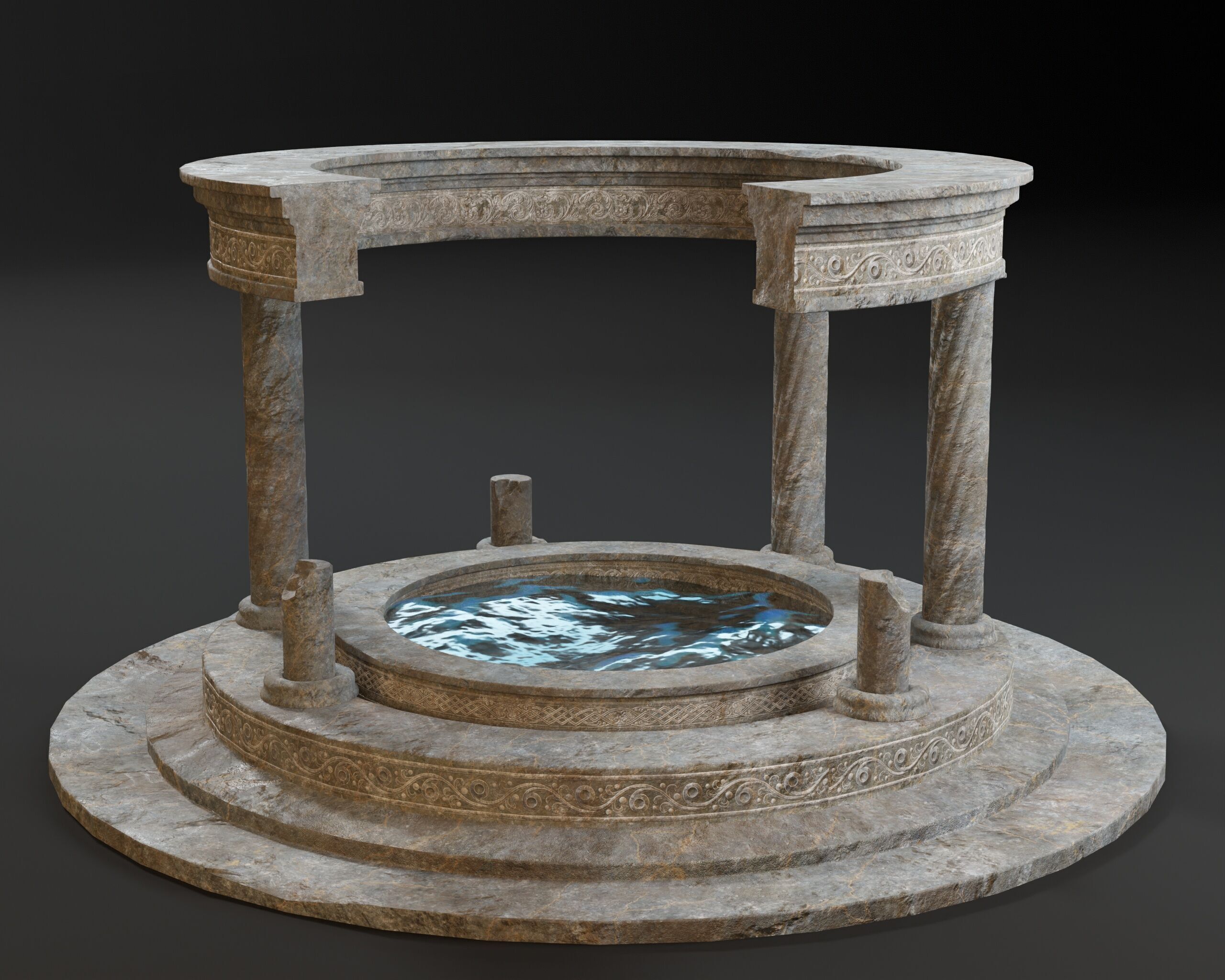 Ruined Pavilion Sanctuary Low-poly 3D model_2