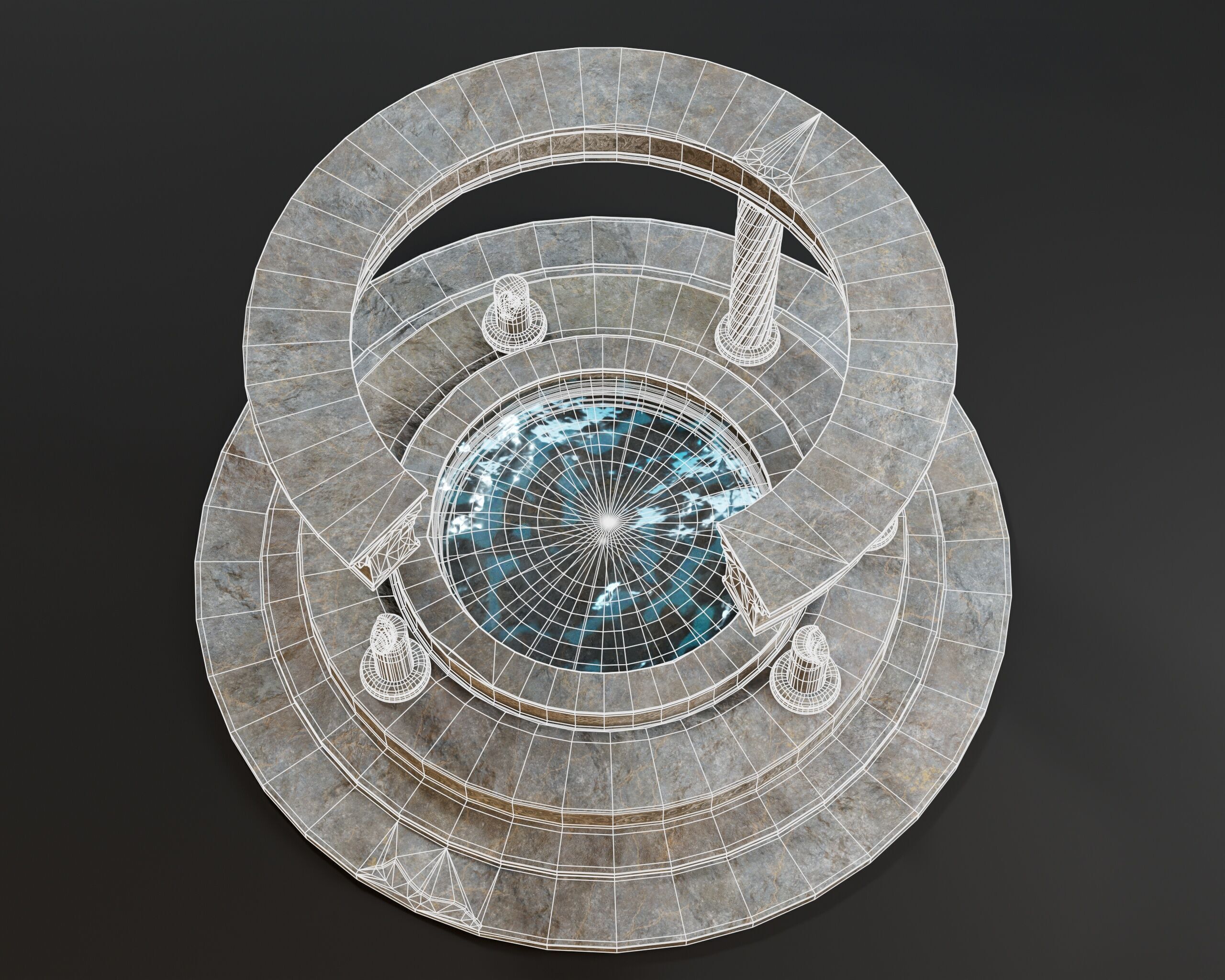 Ruined Pavilion Sanctuary Low-poly 3D model_7