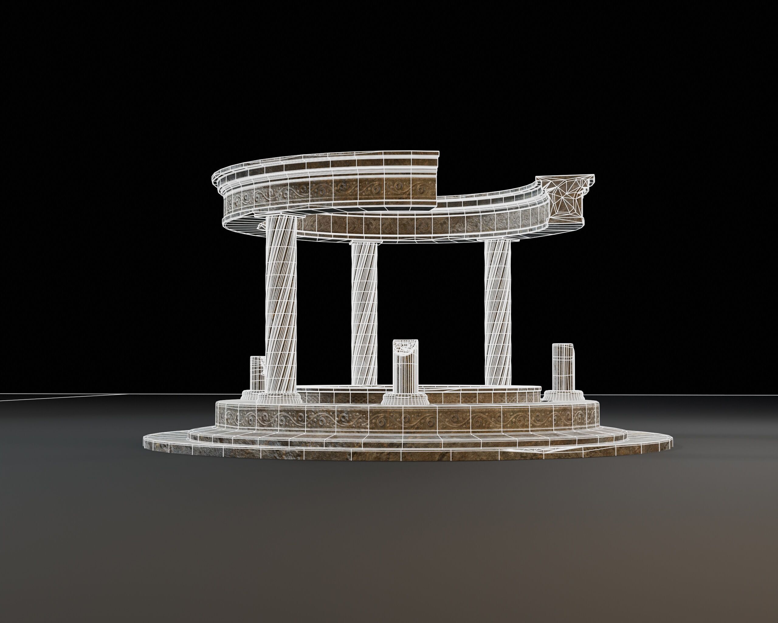 Ruined Pavilion Sanctuary Low-poly 3D model_15