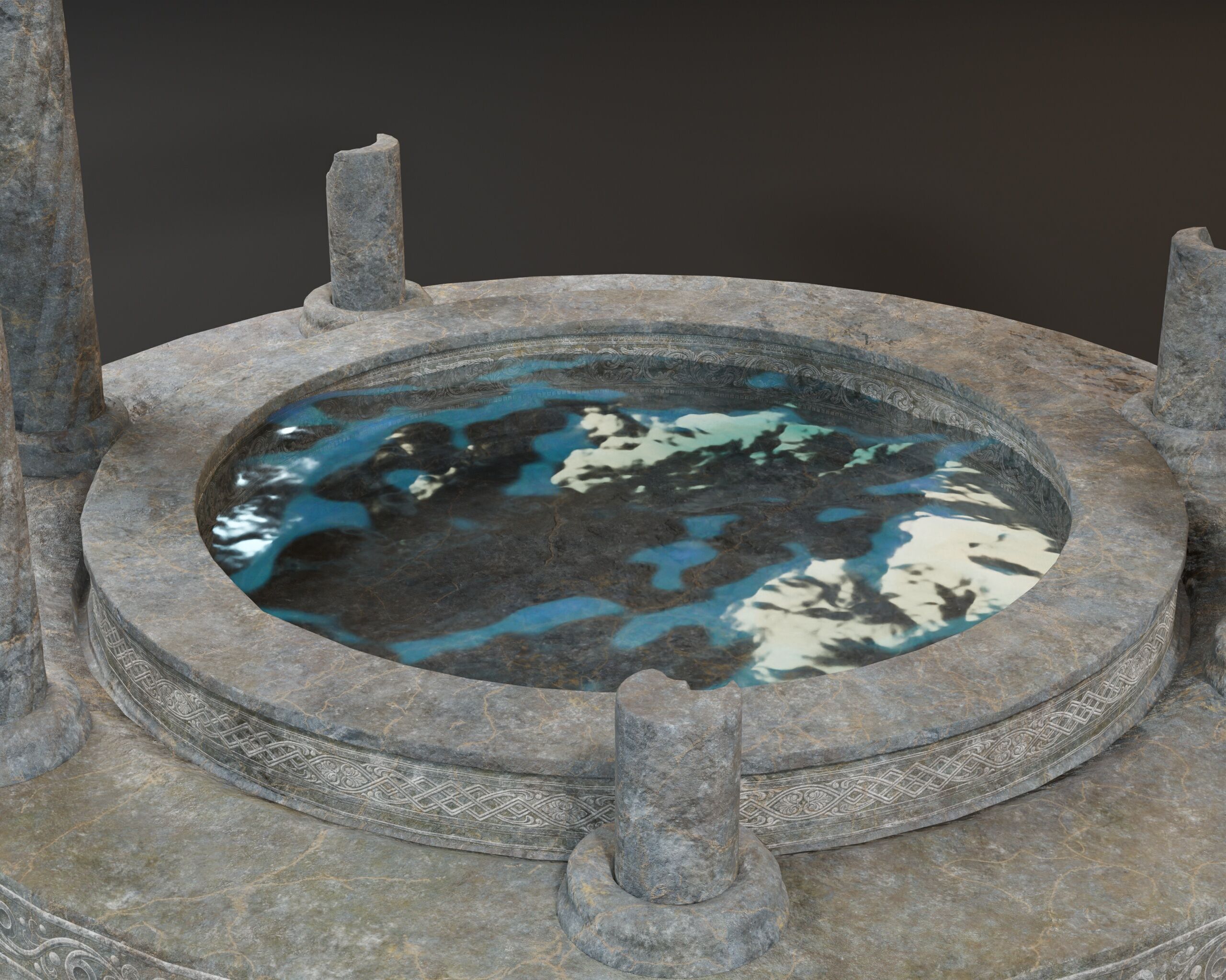 Ruined Pavilion Sanctuary Low-poly 3D model_12