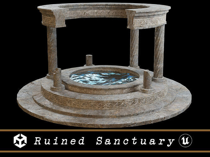 Ruined Pavilion Sanctuary Low-poly 3D model