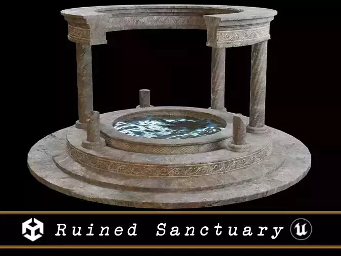 Ruined Pavilion Sanctuary Low-poly 3D model