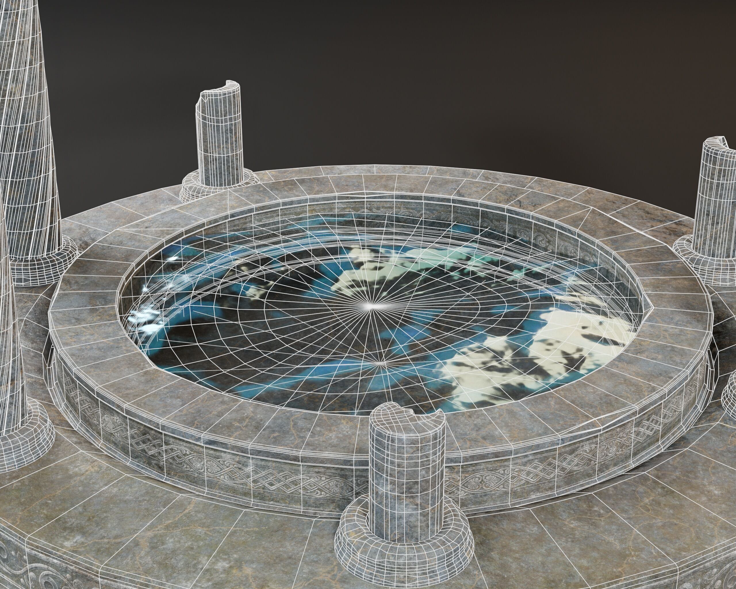 Ruined Pavilion Sanctuary Low-poly 3D model_13