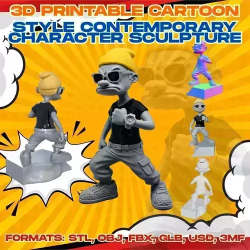 3D Printable Beatnik Bilge Urban Rebel Character Figure