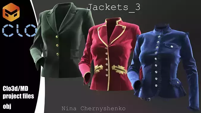 Jackets 3 - Marvelous Designer project and OBJ
