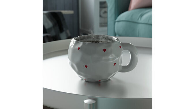 Coffee Mug with Heart Pattern 3D model