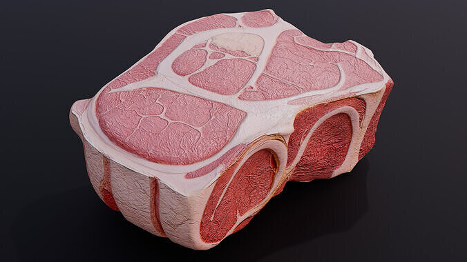 Raw Meat Cut Low-poly 3D model 5