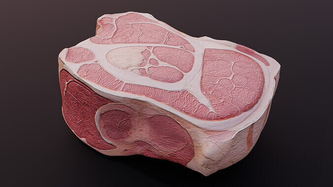 Raw Meat Cut Low-poly 3D model 2