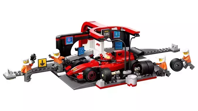 TwindBricks3D - 60443 F1 Pit Stop - Pit Crew with Ferrari Car 3D print model