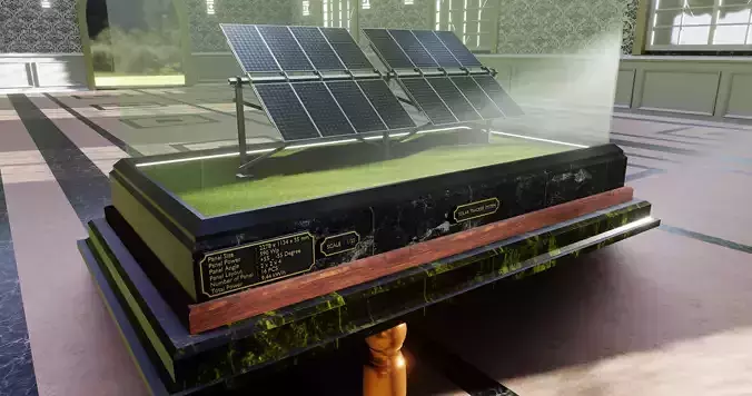 Solar Energy Double Panel Tracker System 2x2x4 Diorama Low-poly 3D model