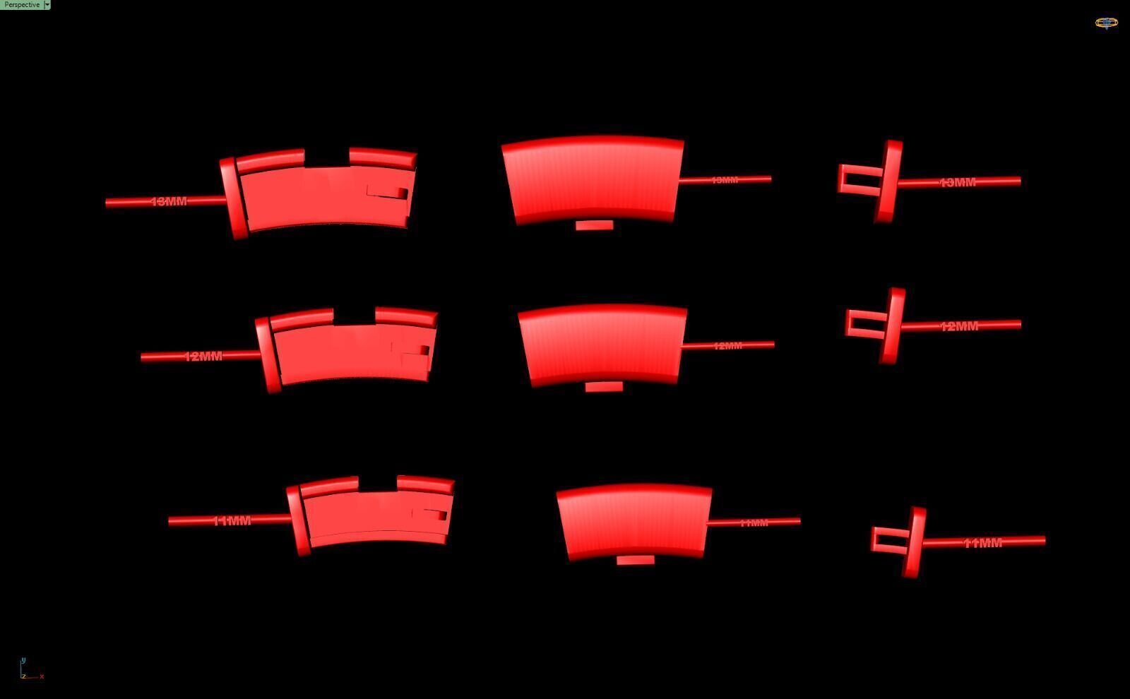 PACK Cuban Locks Curves Chains 11mm 12mm 13mm 3D print model_7