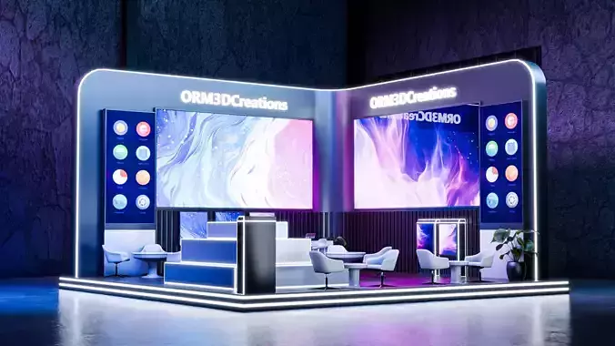 Futuristic Exhibition Booth Design High-Quality 3D Model