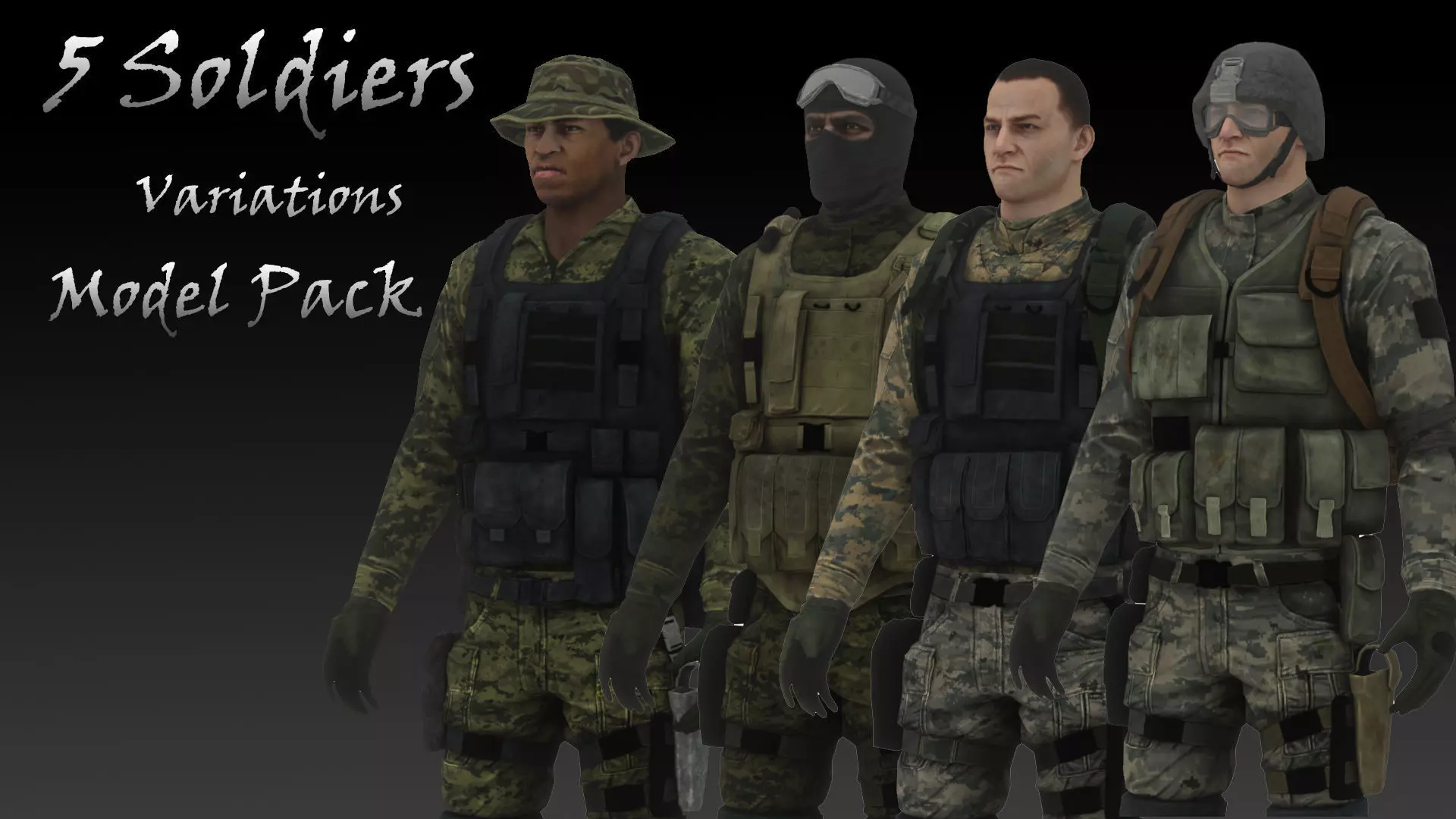  Army Soldiers Collection 4 Rigged Military Characters _0