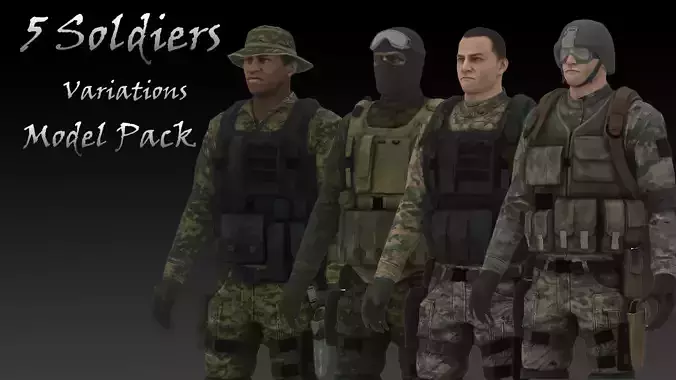  Army Soldiers Collection 4 Rigged Military Characters 