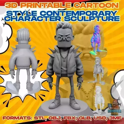 3D Printable Punk Professor Figurine