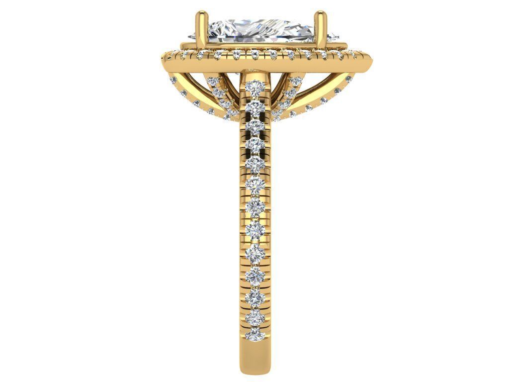Pear shape halo Ring all around Diamonds on bridge 3D print model_3