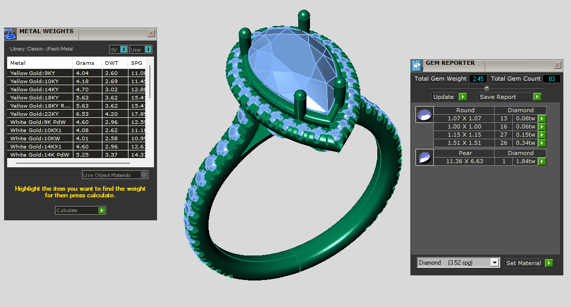 Pear shape halo Ring all around Diamonds on bridge 3D print model_5