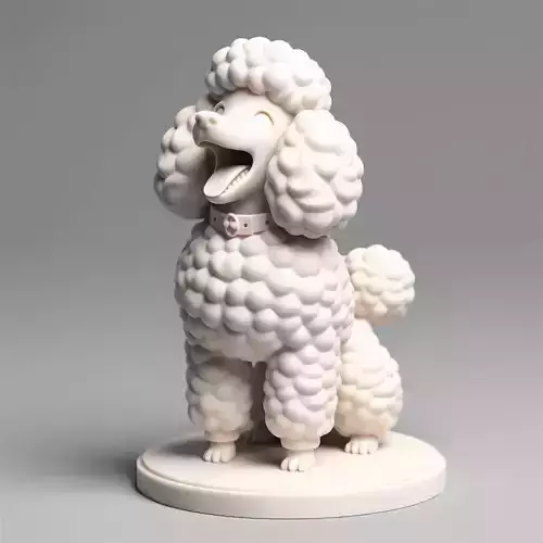 14 Laughing Poodle 3D Printed Full Figure Statue