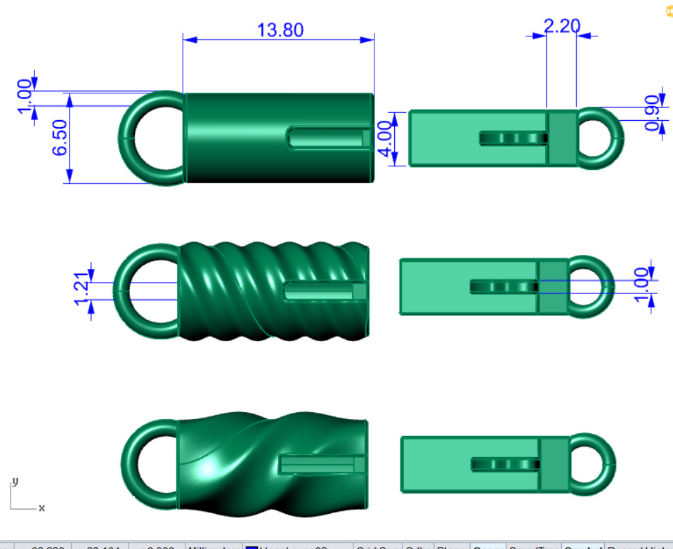  3 Styles Barrel Clasp Jewelry Lock 3D Printable in 3Sizes SML  3D print model_2
