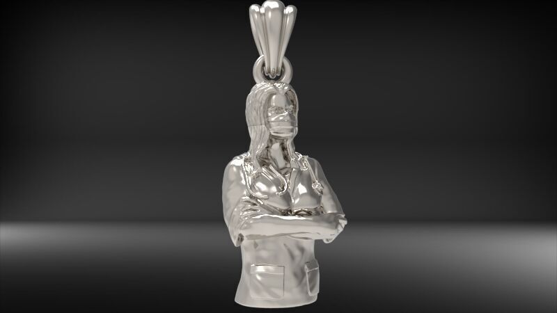 lady doctor Pendant Necklace Charm Bracelet Jewelry 3D print model_21