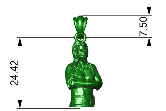 lady doctor Pendant Necklace Charm Bracelet Jewelry 3D print model_22