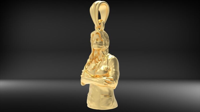 lady doctor Pendant Necklace Charm Bracelet Jewelry 3D print model_16
