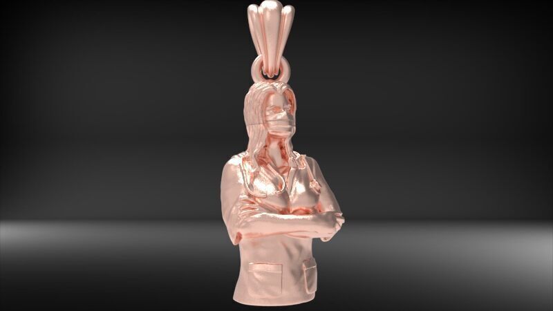 lady doctor Pendant Necklace Charm Bracelet Jewelry 3D print model_3