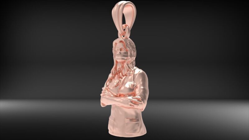 lady doctor Pendant Necklace Charm Bracelet Jewelry 3D print model_5