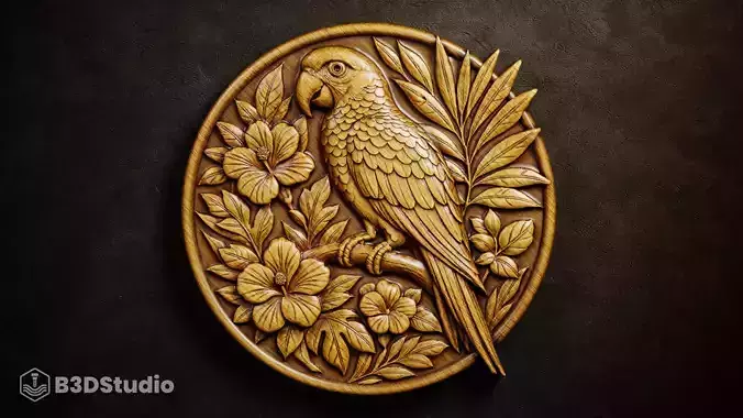 High Detail Parrot Relief for CNC  Laser and 3D Print