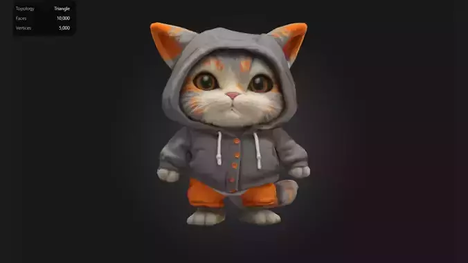 Hoodie Cat  3D Cartoon Character in Streetwear