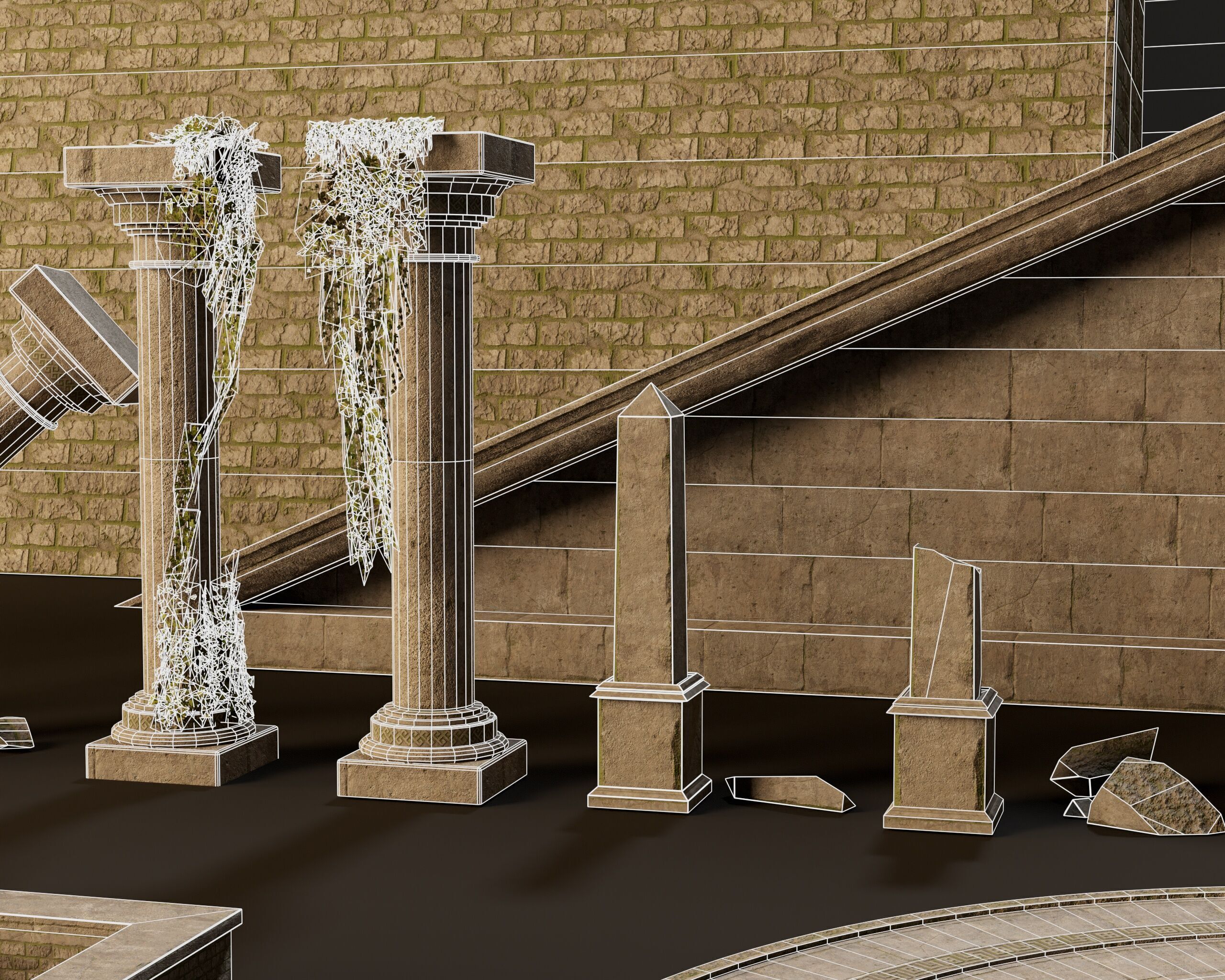 Ancient Ruins - Modular Structures Low-poly 3D model_15