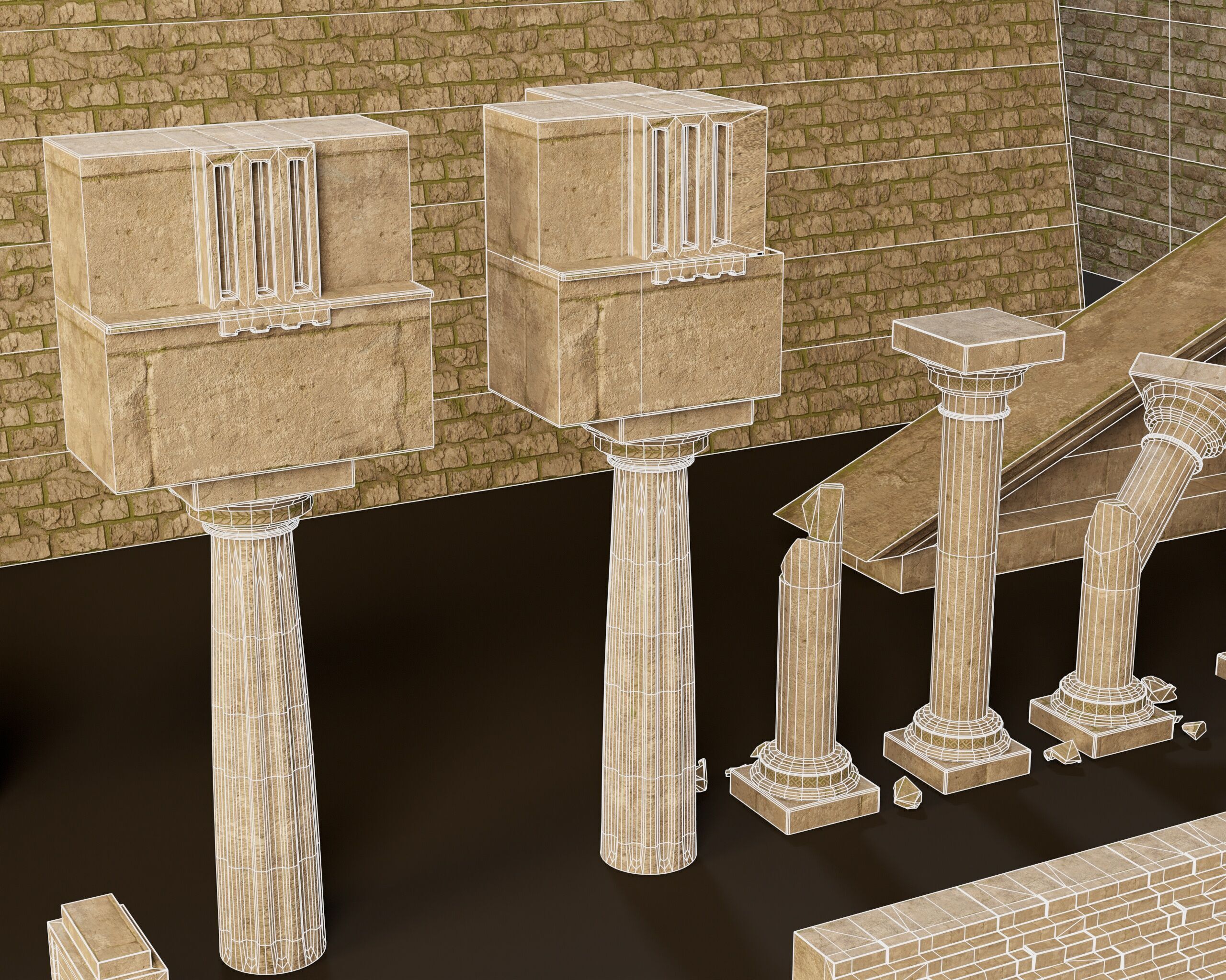 Ancient Ruins - Modular Structures Low-poly 3D model_21