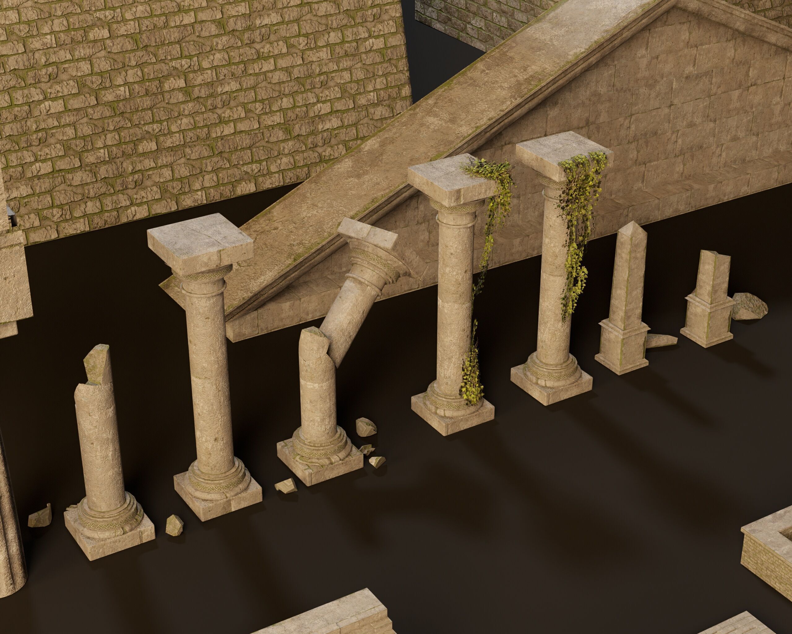 Ancient Ruins - Modular Structures Low-poly 3D model_24