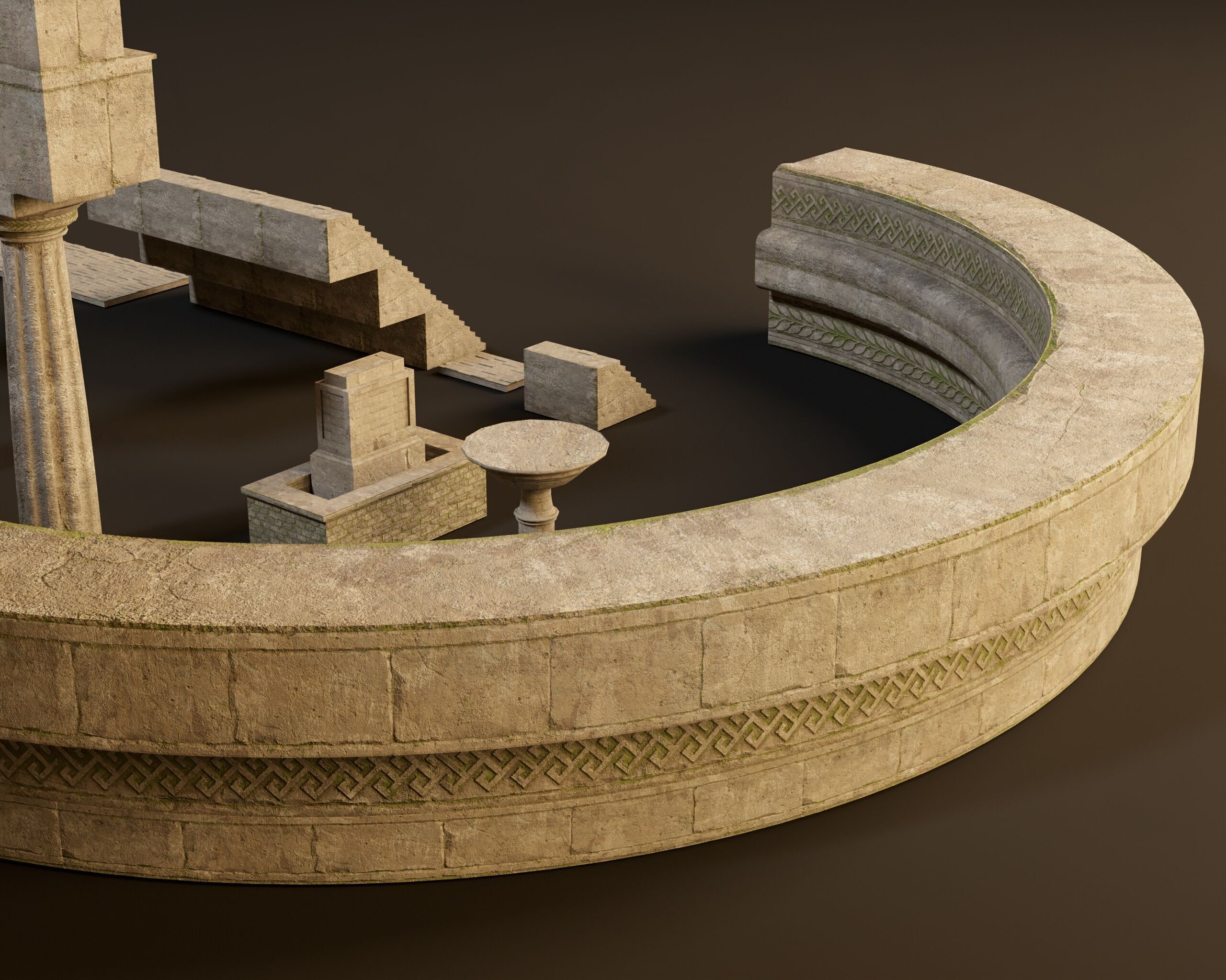 Ancient Ruins - Modular Structures Low-poly 3D model_10