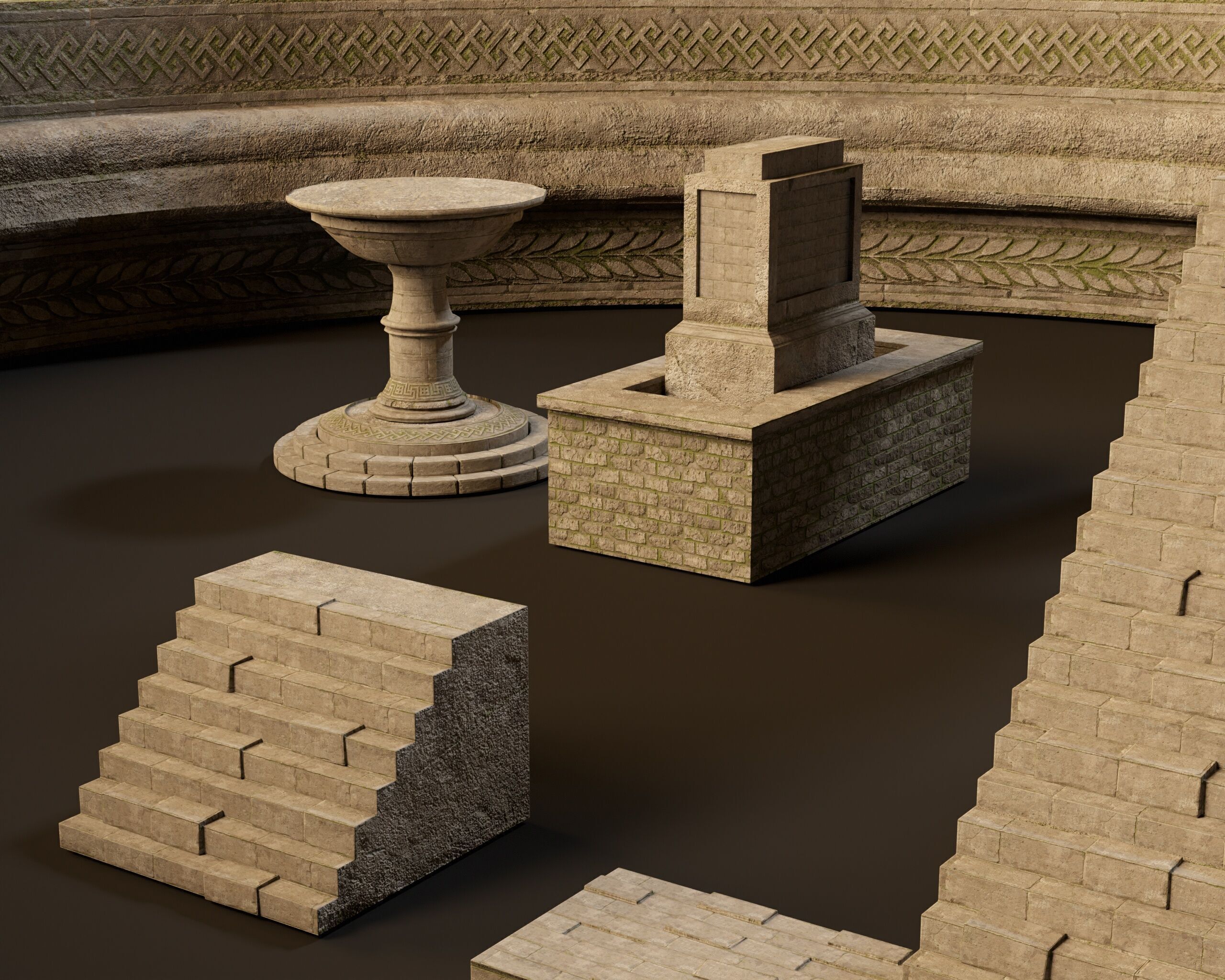 Ancient Ruins - Modular Structures Low-poly 3D model_8