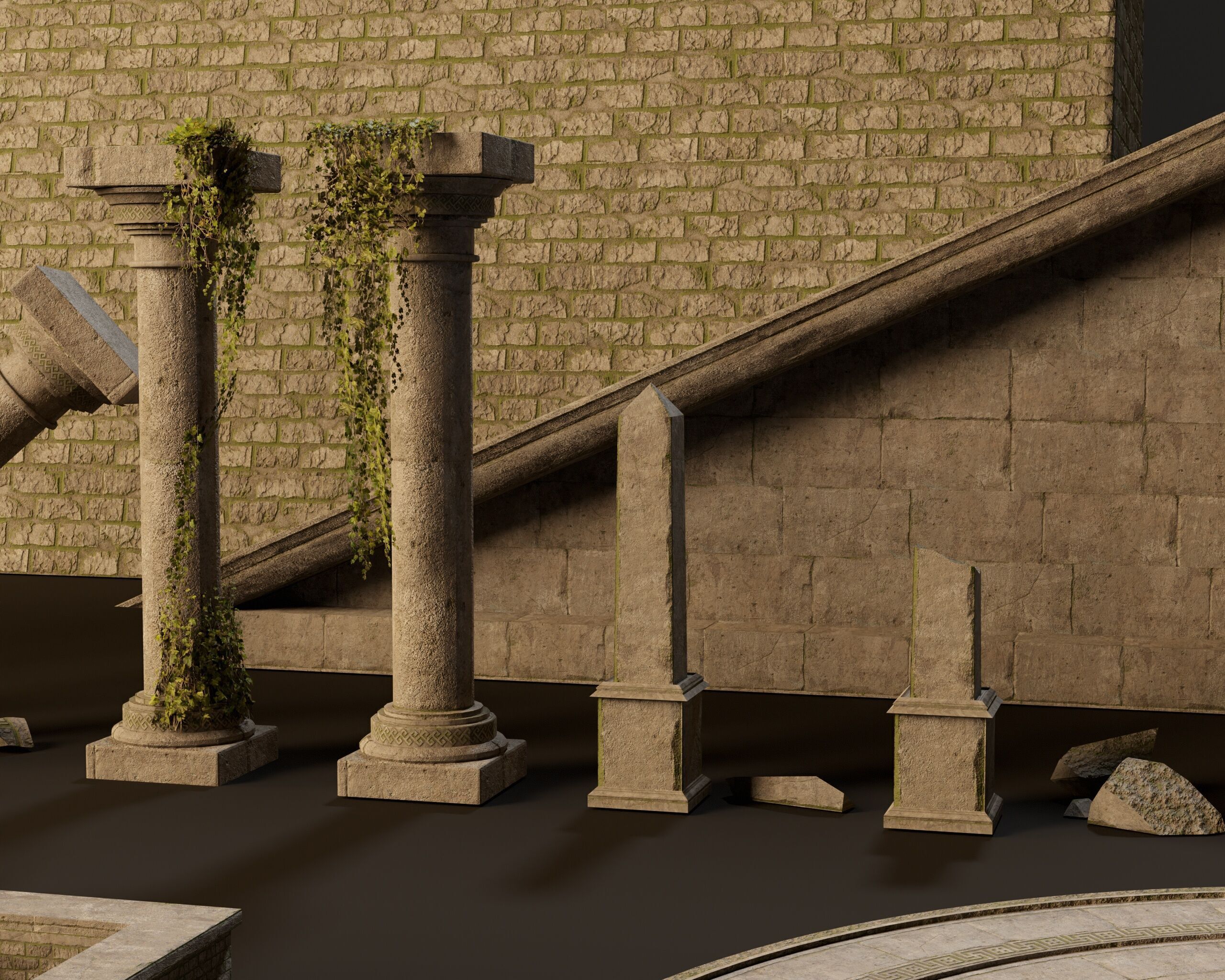 Ancient Ruins - Modular Structures Low-poly 3D model_14