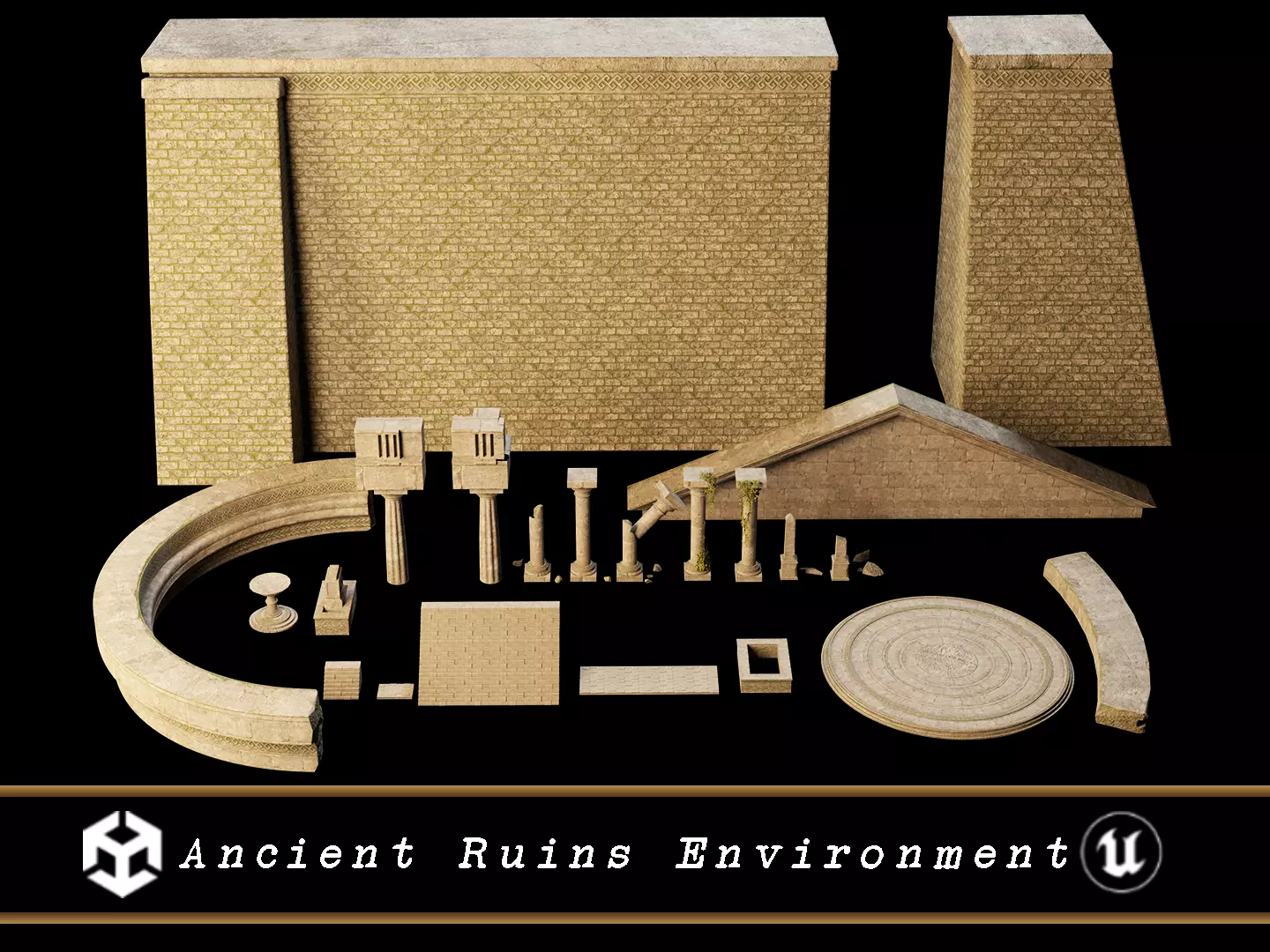 Ancient Ruins - Modular Structures Low-poly 3D model_0