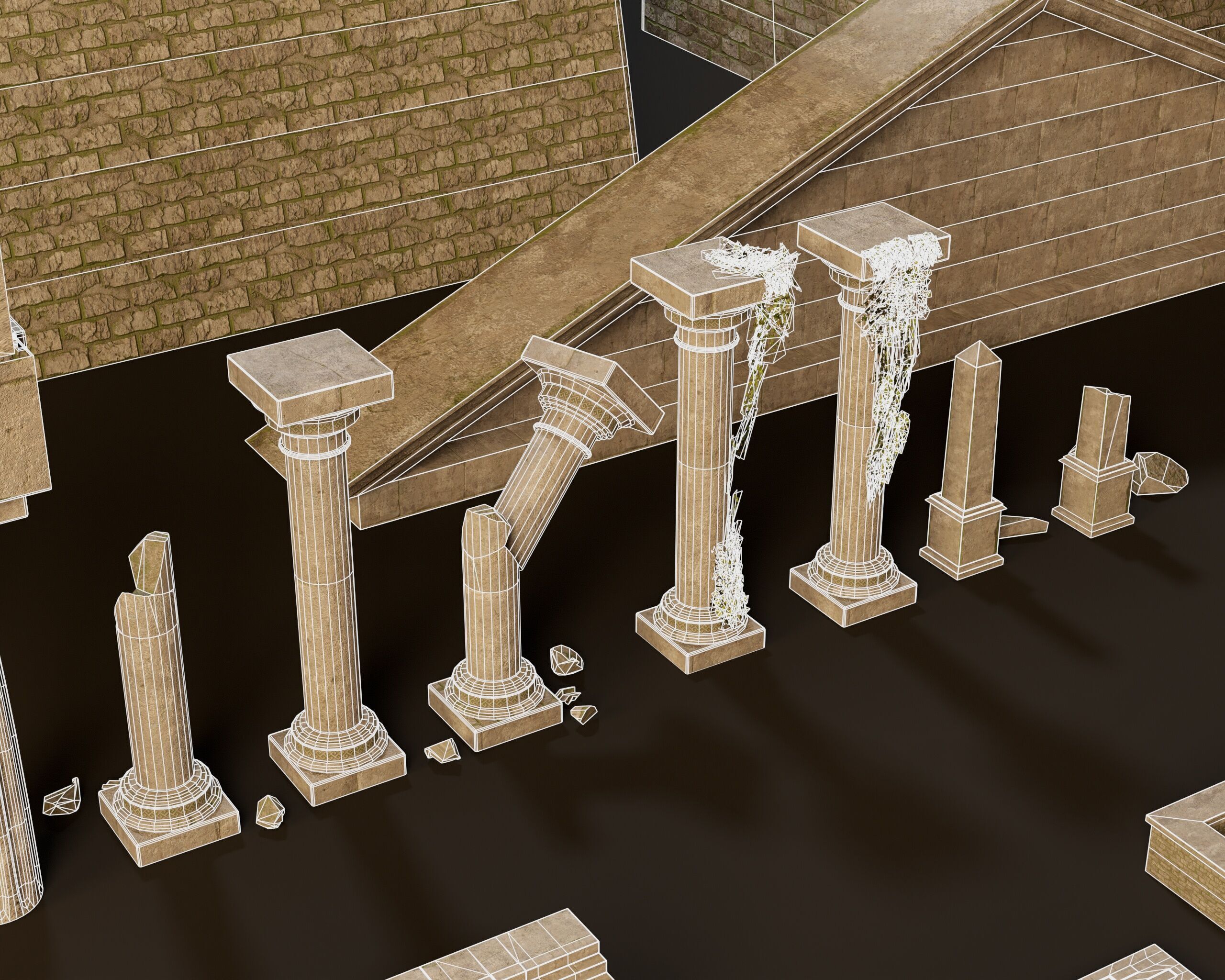 Ancient Ruins - Modular Structures Low-poly 3D model_25