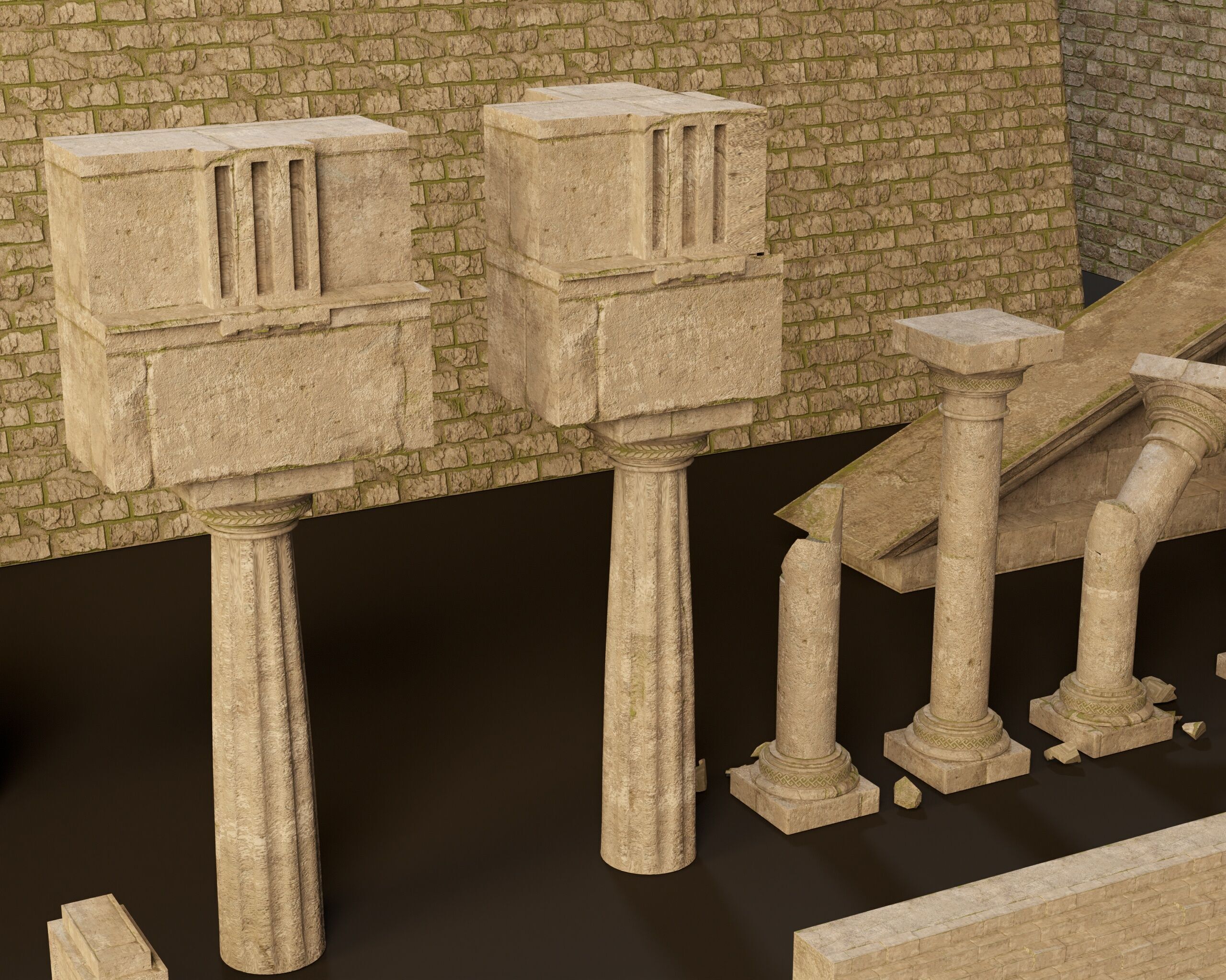 Ancient Ruins - Modular Structures Low-poly 3D model_20