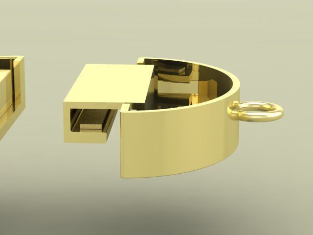 ArtDeco-Inspired Magnetic Clasp ornamental hidden lock mechanism 3D print model_5