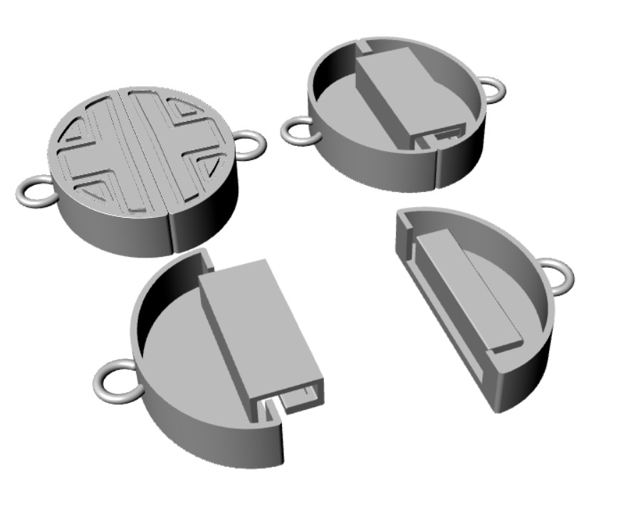 ArtDeco-Inspired Magnetic Clasp ornamental hidden lock mechanism 3D print model_3