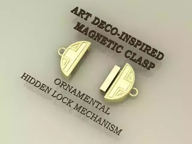 ArtDeco-Inspired Magnetic Clasp ornamental hidden lock mechanism 3D print model