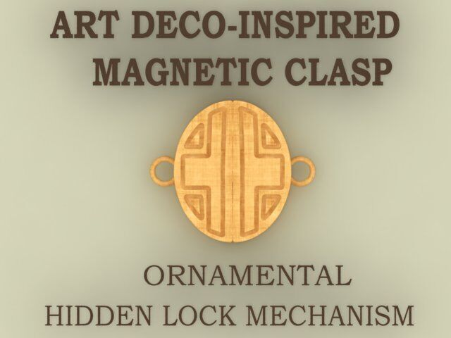 ArtDeco-Inspired Magnetic Clasp ornamental hidden lock mechanism 3D print model_1