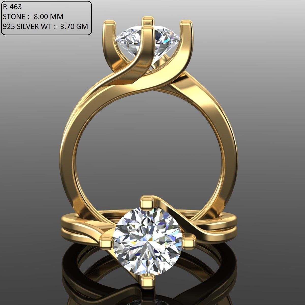 Solitaire Ring 3D print model_1