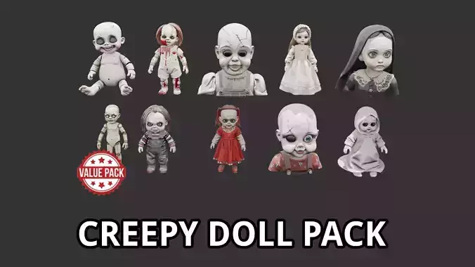 Creepy doll pack - big value pack with 10 haunted models