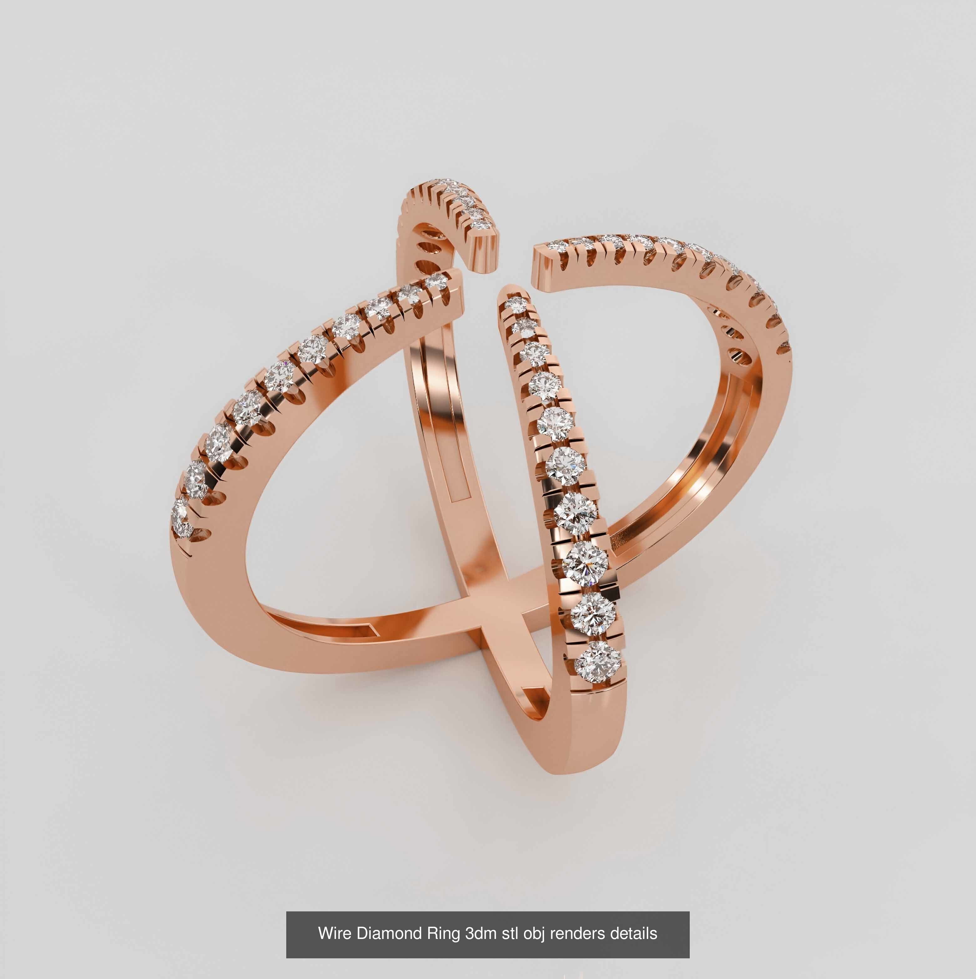45 Wire Diamond Ring 3dm stl obj renders details 3D Model Collection_5