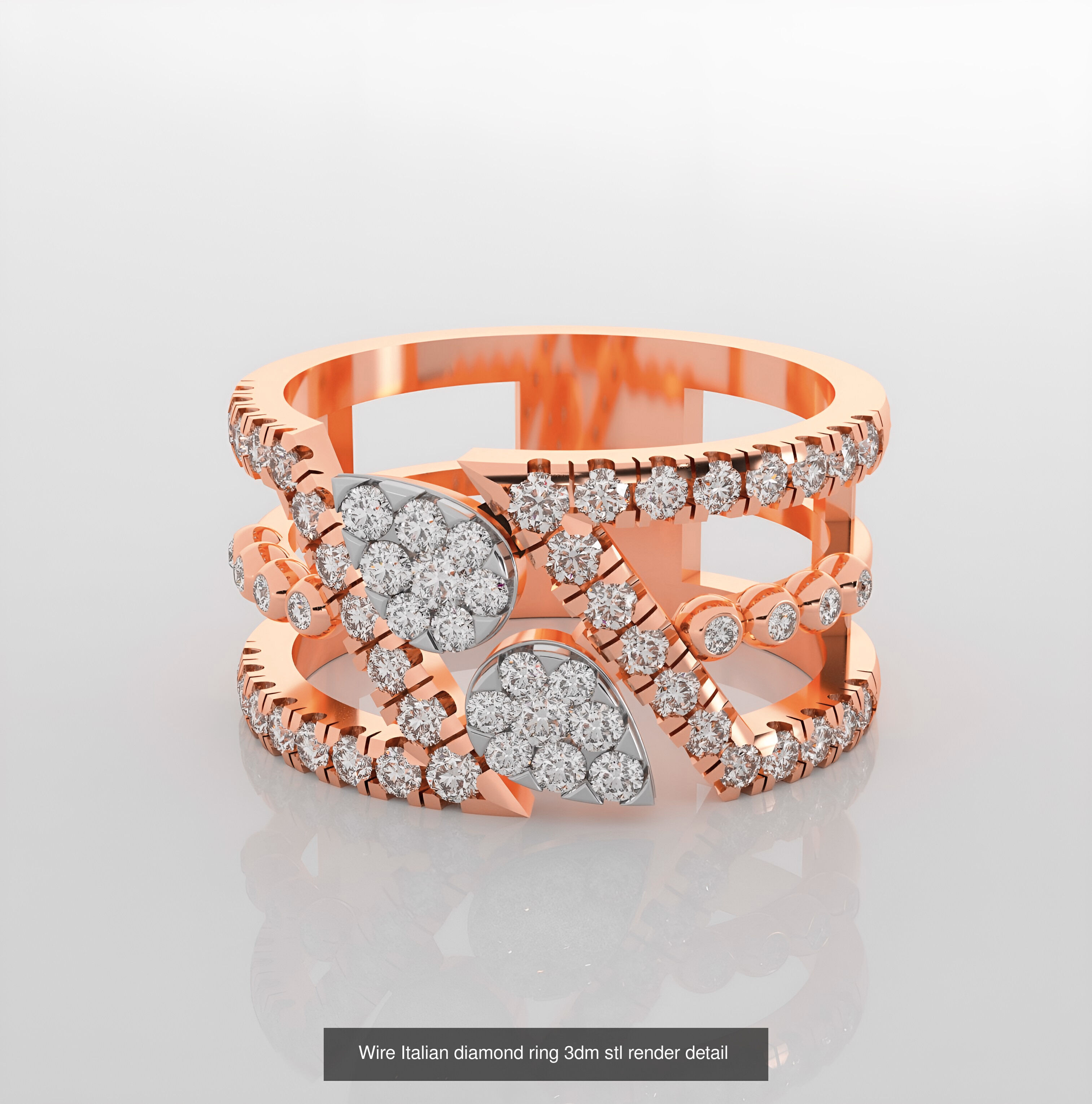 45 Wire Diamond Ring 3dm stl obj renders details 3D Model Collection_22