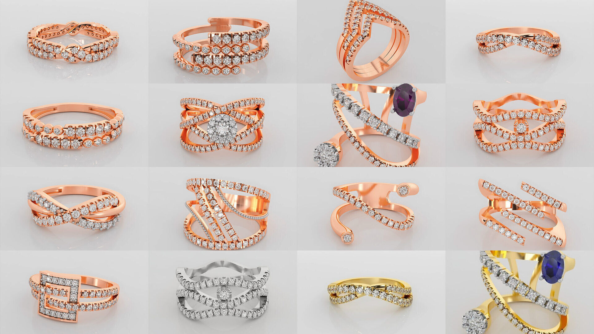 45 Wire Diamond Ring 3dm stl obj renders details 3D Model Collection_3