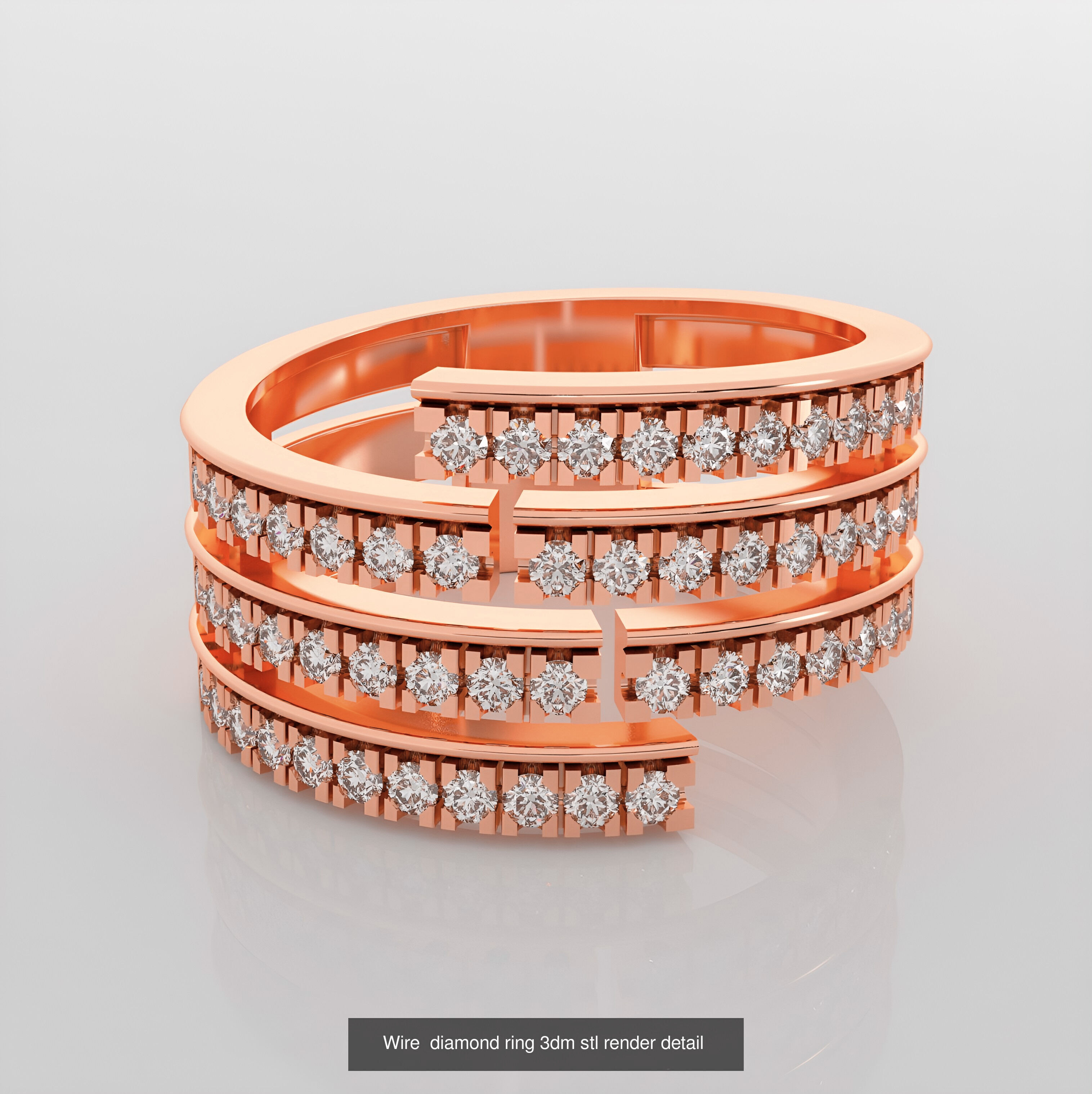 45 Wire Diamond Ring 3dm stl obj renders details 3D Model Collection_20